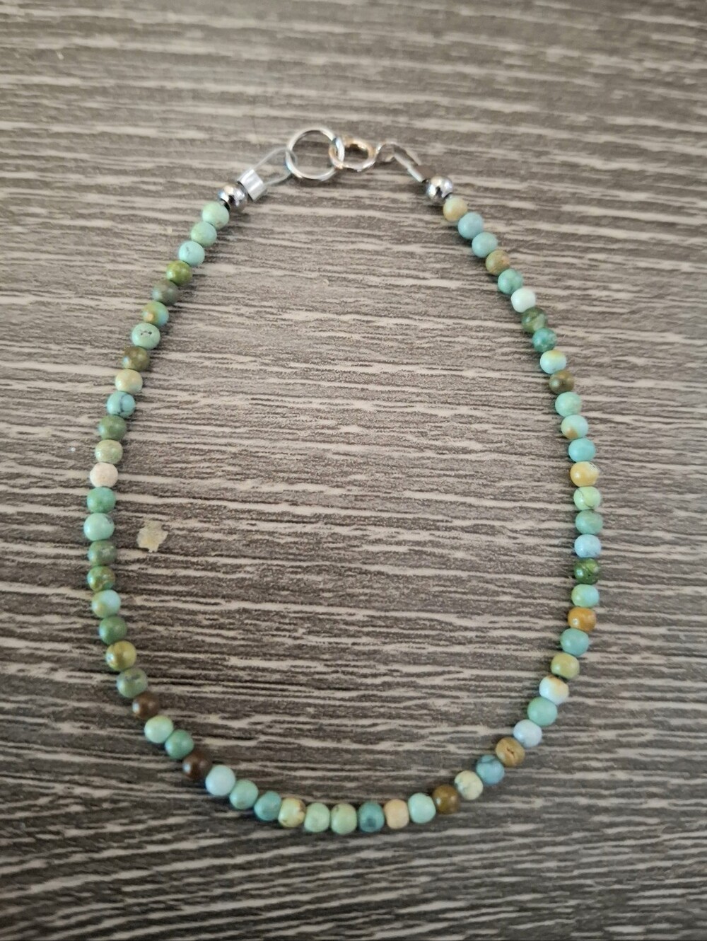 Bracelet Hubei Turquoise 2mm Beaded 6.5" Sterling Silver
